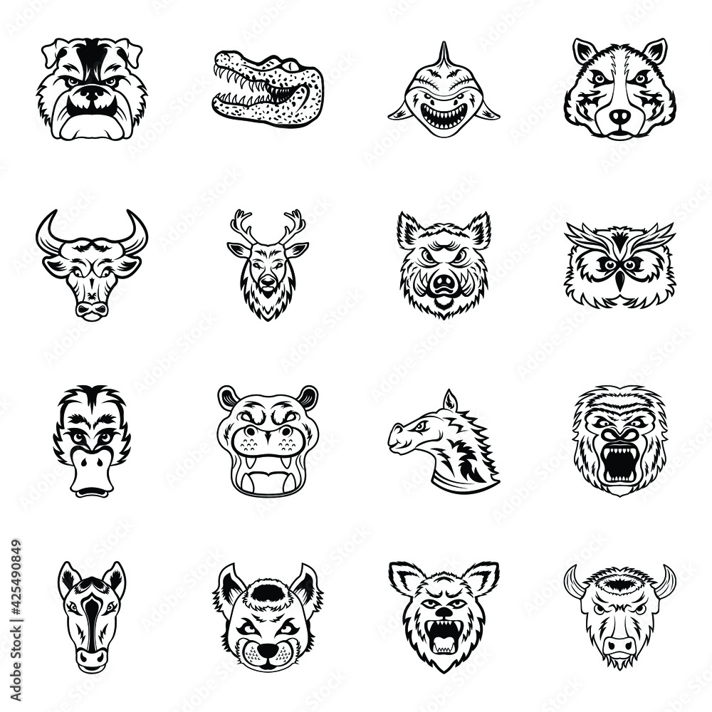 
Pack of Animals Glyph Icons 

