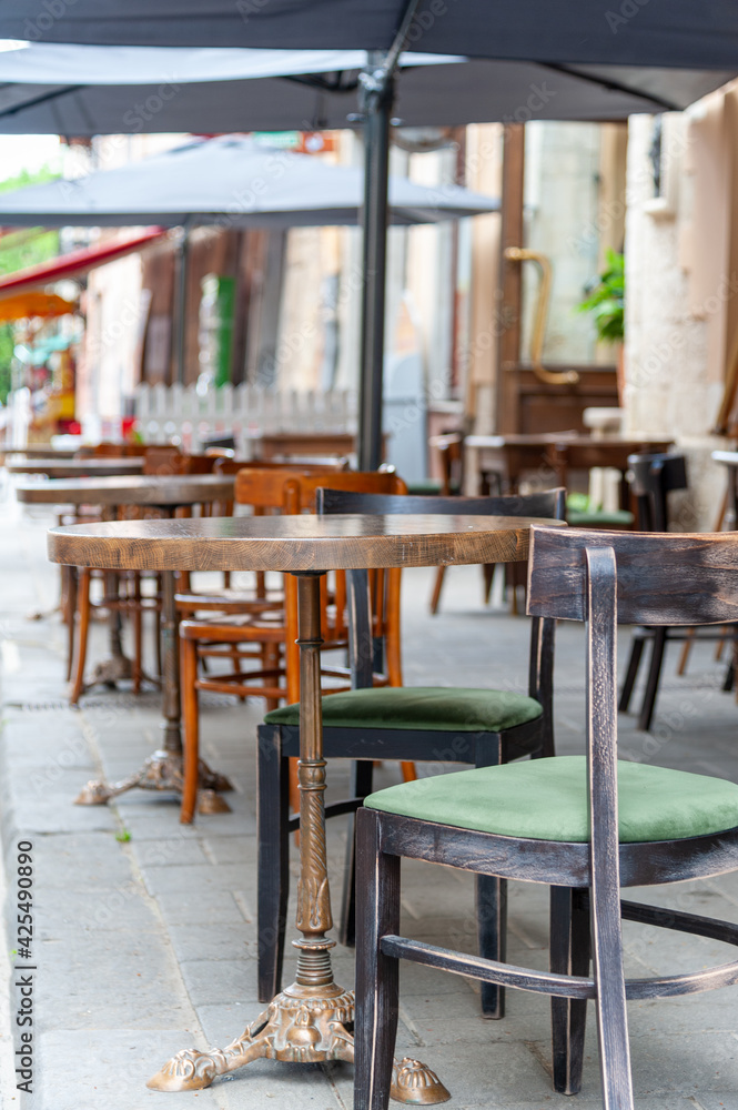 Interior summer open-air street cafe .