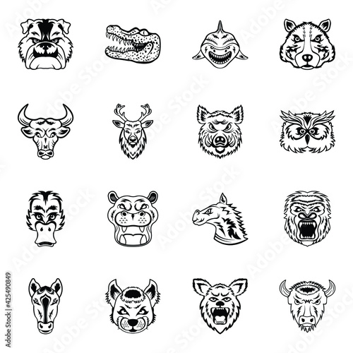 
Pack of Animals Glyph Icons 

