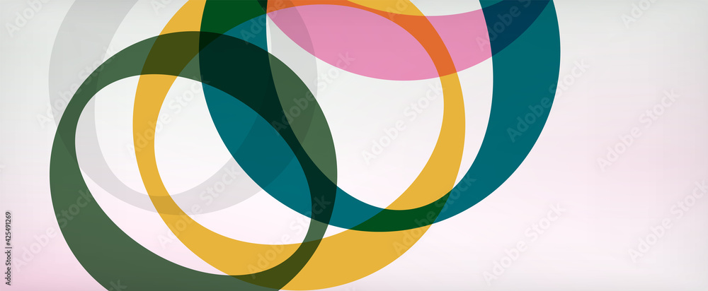 Obraz premium Ring geometric shapes, o letter repetition wallpaper. Abstract background for business or technology presentations, internet posters or web brochure covers