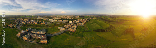 Aerial view of some buildings in the greenery