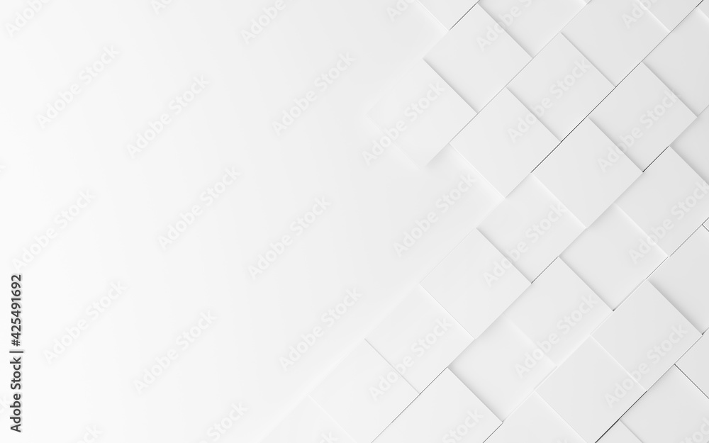 Geometric abstract white background from squares, 3d rendering. - obrazy, fototapety, plakaty 