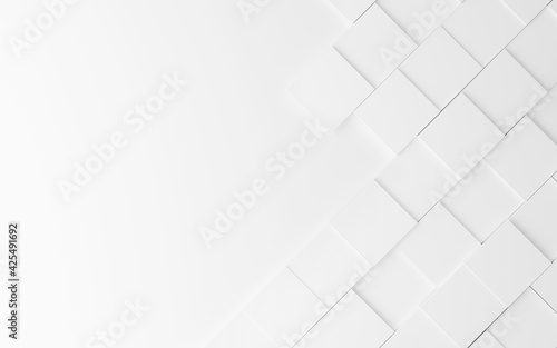 Geometric abstract white background from squares, 3d rendering.