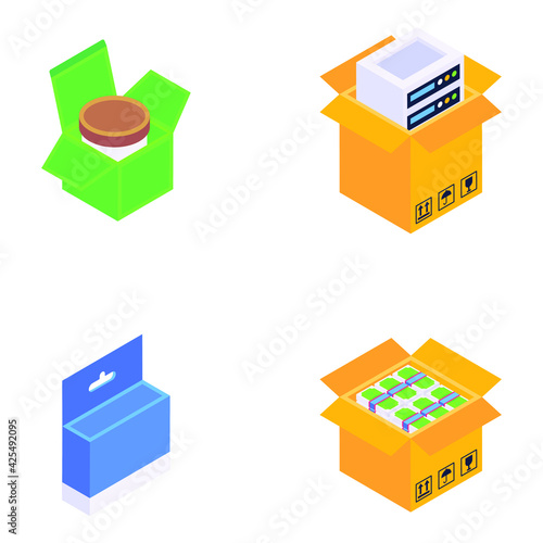 
Flat Icons of Packaging and Parcels

