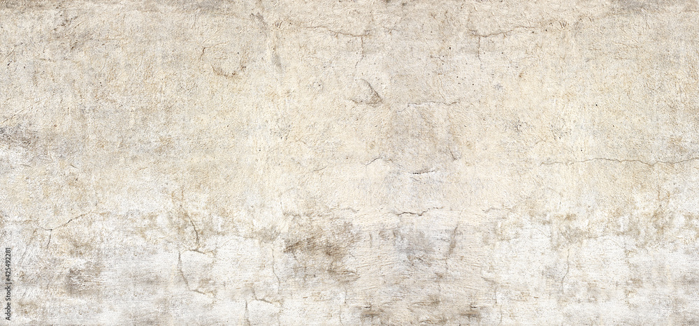 Texture of old wall with cracked stucco of beige color - obrazy, fototapety, plakaty 