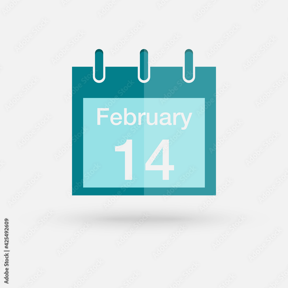 Icon calendar day - 14 february. Days of the year. Vector illustration flat style. Icon calendar day - 14 february. Days of the year. Vector illustration flat style.