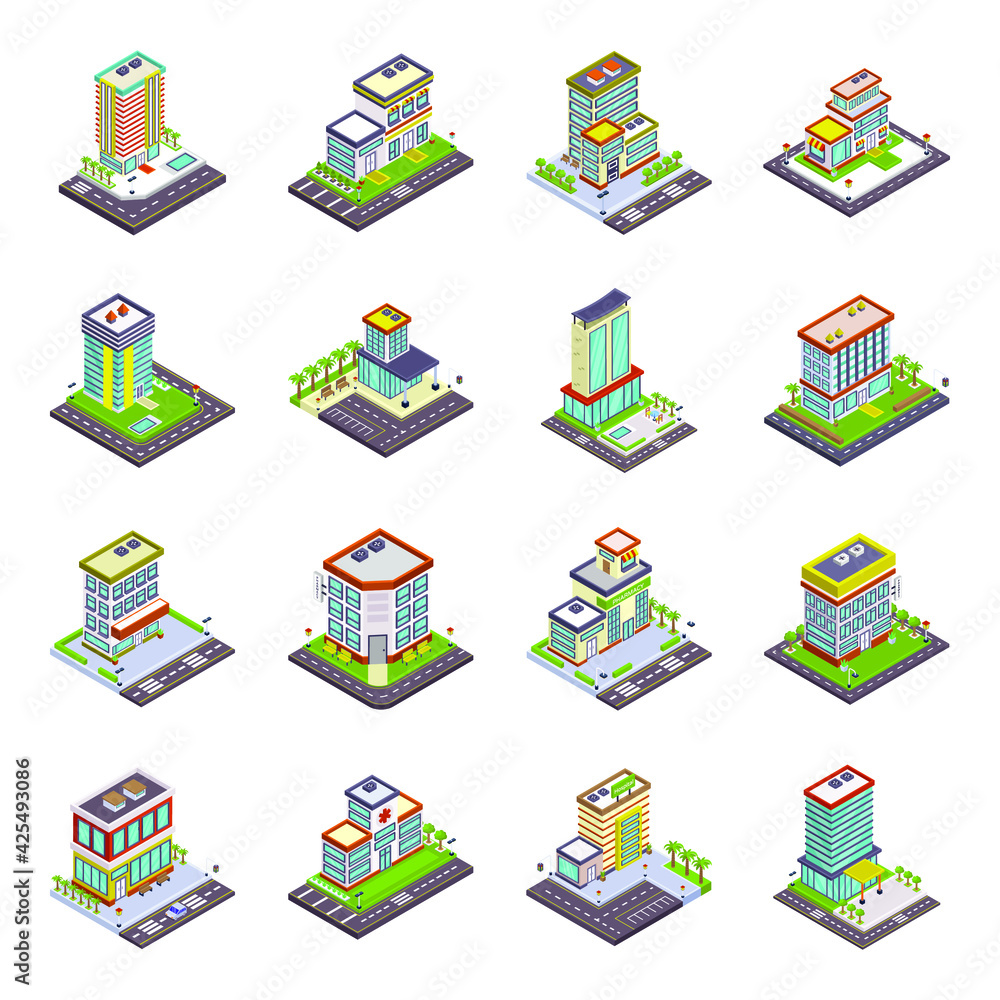 
Pack of Architecture Isometric Icons 

