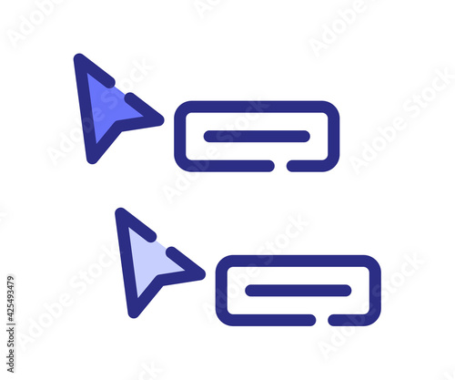 collaboration realtime cursor single isolated icon with dash or dashed purple line style