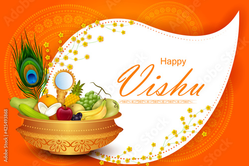 vector illustration of Vishu festival of Hindu celebrated in South India