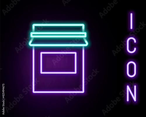 Glowing neon line Jam jar icon isolated on black background. Colorful outline concept. Vector