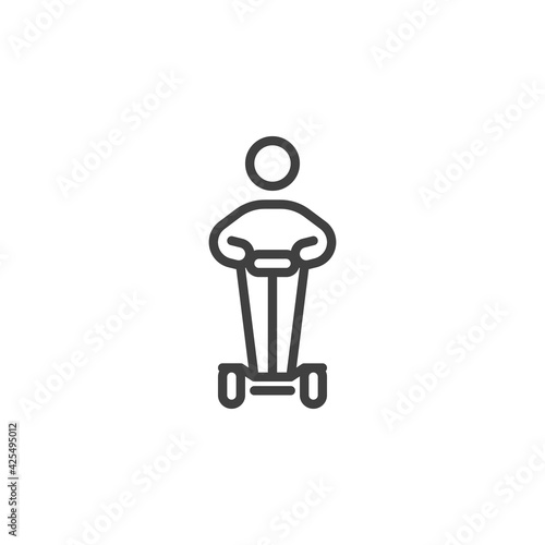 Man riding segway line icon