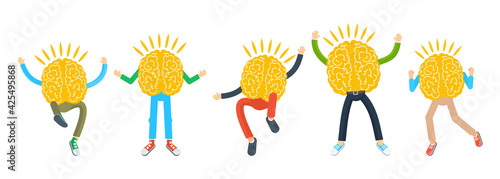 Neuromarketing metaphor. Funny people with a brain instead of a head.