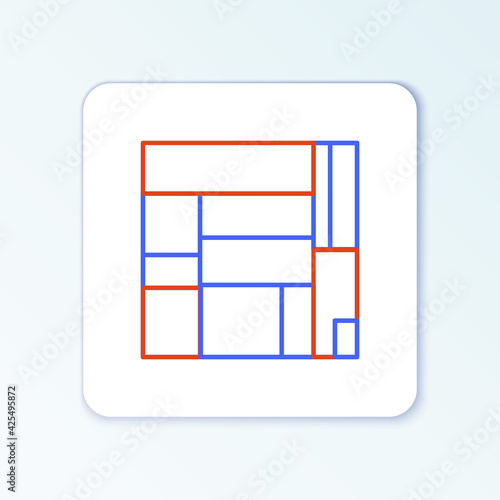 Line House Edificio Mirador icon isolated on white background. Mirador social housing by MVRDV architects in Madrid, Spain. Colorful outline concept. Vector