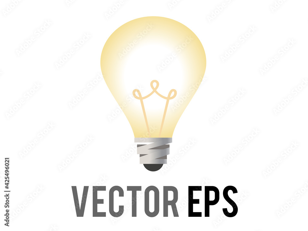 Vector light incandescent bulb icon with a silver base with soft, yellow white glow Vector light incandescent bulb icon with a silver base with soft, yellow white glow