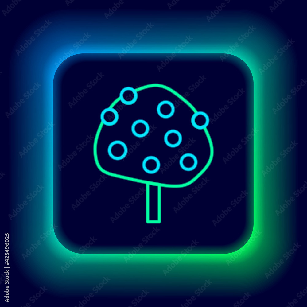 Glowing neon line Orange tree with fruits icon isolated on black background. Colorful outline concept. Vector Glowing neon line Orange tree with fruits icon isolated on black background. Colorful outline concept. Vector