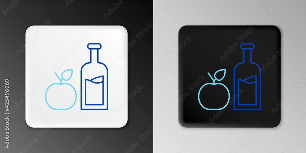 Line Apple cider bottle icon isolated on grey background. Beverage glass bottle. Colorful outline concept. Vector Line Apple cider bottle icon isolated on grey background. Beverage glass bottle. Colorful outline concept. Vector