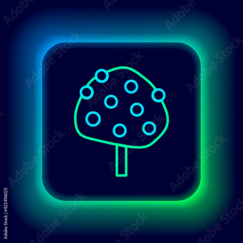 Glowing neon line Orange tree with fruits icon isolated on black background. Colorful outline concept. Vector