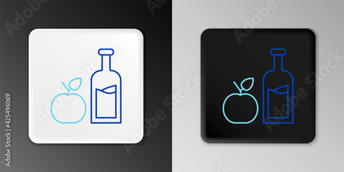 Line Apple cider bottle icon isolated on grey background. Beverage glass bottle. Colorful outline concept. Vector