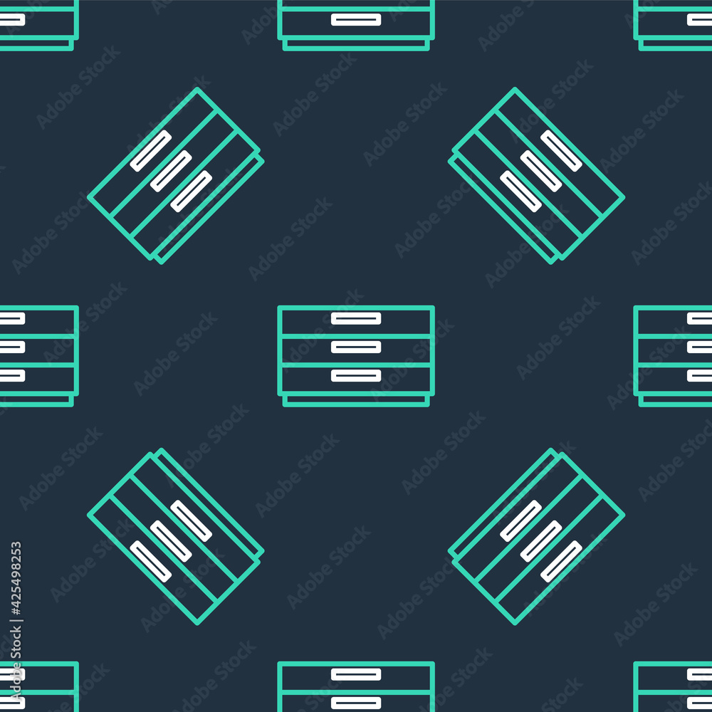 Line Chest of drawers icon isolated seamless pattern on black background. Vector Line Chest of drawers icon isolated seamless pattern on black background. Vector
