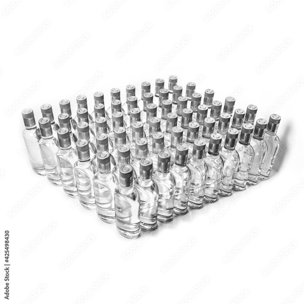 Sixty 60 of pure alcohol bottles not labeled. Bottles of Home Alcoholic