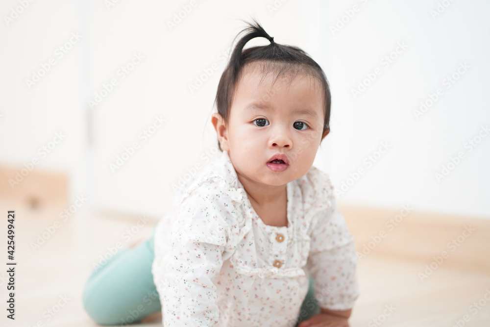 Portrait of asian baby girl, looking at camera. Portrait of asian baby girl, looking at camera.