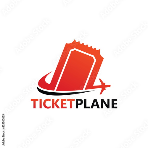 Ticket plane travel logo template design