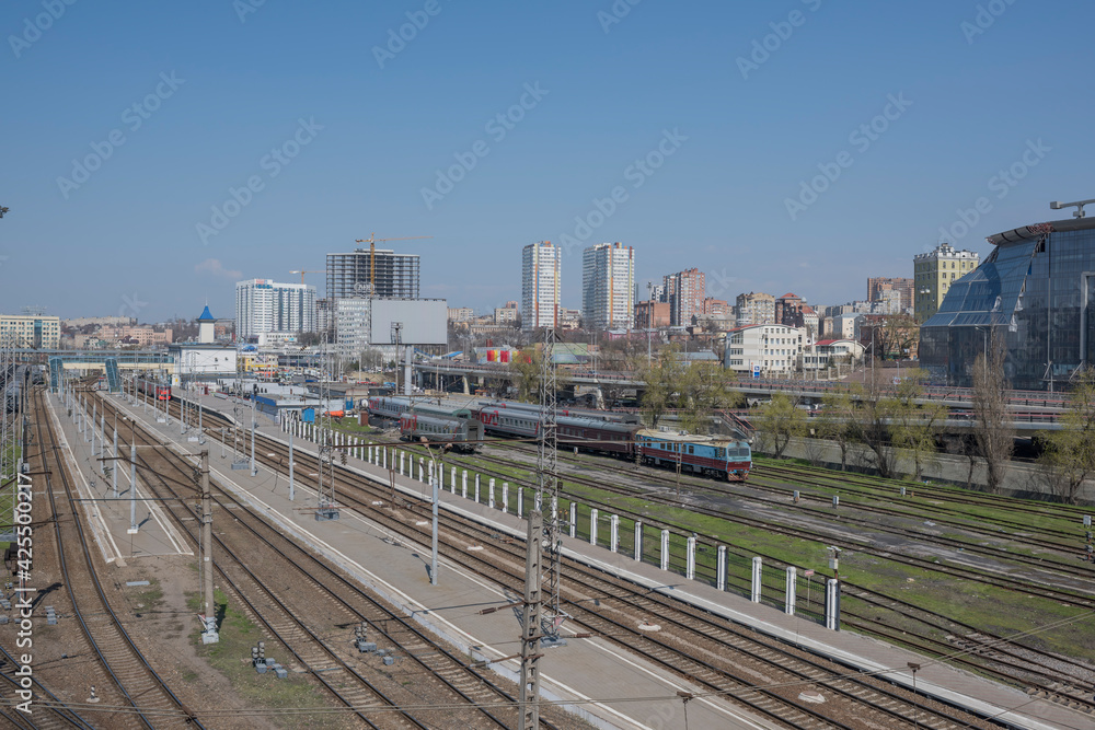 View of the Railway Square and the railway tracks on April 05; 2016 in Rostov-on-Don