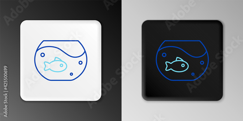 Line Aquarium with fish icon isolated on grey background. Round glass aquarium. Aquarium for home and pets. Colorful outline concept. Vector