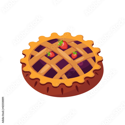 Pie icon on white background, flat design. Vector illustration