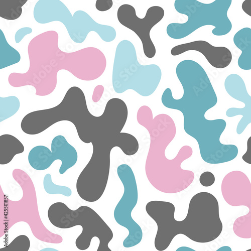 Abstract seamless pattern with liquid organic shapes in pastel color. Design for textile, wrapping paper, wallpaper.