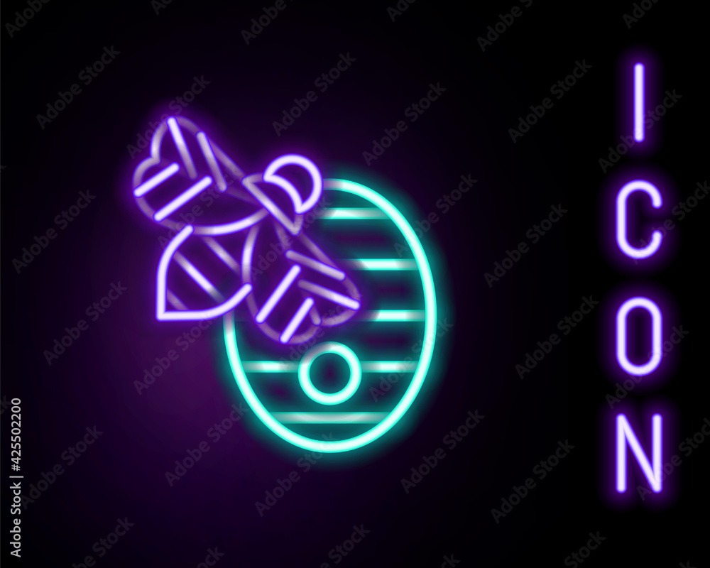 Glowing neon line Hive for bees icon isolated on black background. Beehive symbol. Apiary and beekeeping. Sweet natural food. Colorful outline concept. Vector Glowing neon line Hive for bees icon isolated on black background. Beehive symbol. Apiary and beekeeping. Sweet natural food. Colorful outline concept. Vector