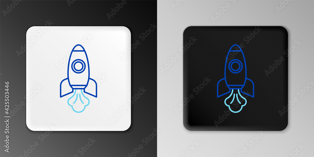 Line Rocket ship icon isolated on grey background. Space travel. Colorful outline concept. Vector Line Rocket ship icon isolated on grey background. Space travel. Colorful outline concept. Vector