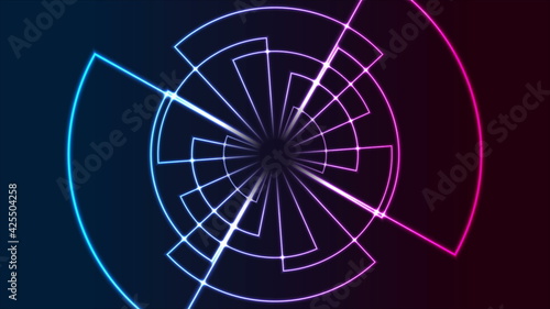 Glowing neon gear abstract technology background