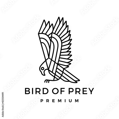 bird of prey monoline logo vector icon illustration