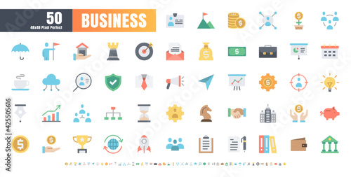 48x48 Pixel Perfect. Business and Financial. Flat Color Icons Vector. for Website, Application, Printing, Document, Poster Design, etc.