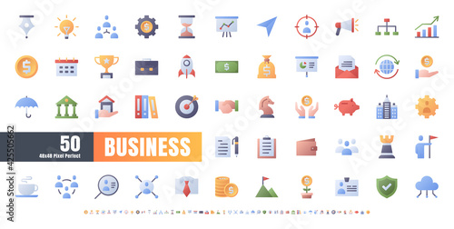 48x48 Pixel Perfect. Business and Financial. Flat Gradient Color Icons Vector. for Website, Application, Printing, Document, Poster Design, etc.