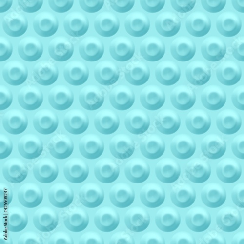 Blue background with circular indentations. Seamless geometric pattern with circles.