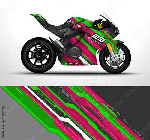Racing motorcycle sport bikes wrap decal and vinyl sticker design. Concept graphic abstract background for wrapping vehicles and livery