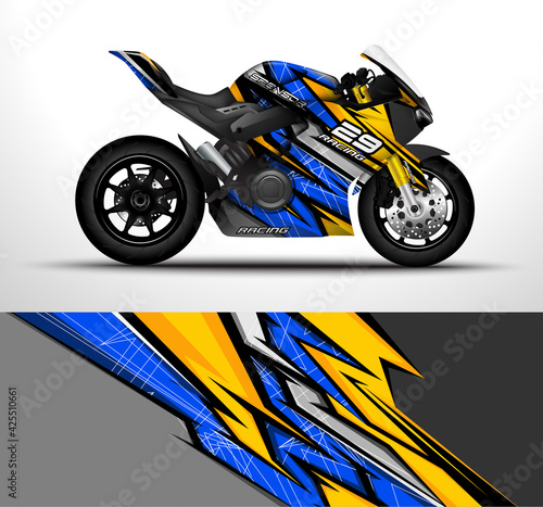 Racing motorcycle sport bikes wrap decal and vinyl sticker design. Concept graphic abstract background for wrapping vehicles and livery