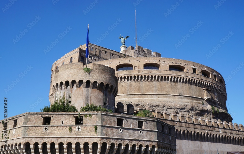 The Saint Angel Castle wall in Rome, Italy