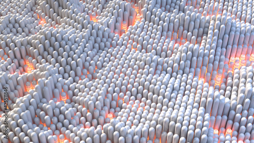 Waving array of white capsu...