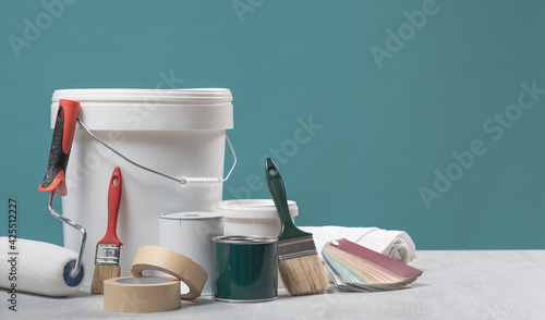Fototapeta Naklejka Na Ścianę i Meble -  Professional home decorator and painter tools