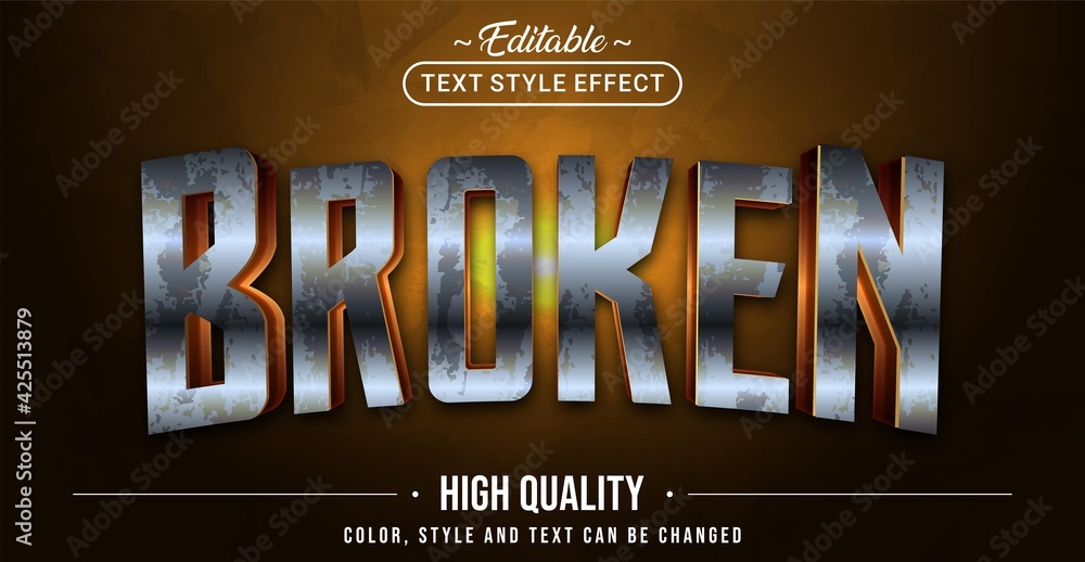 Editable text style effect - Broken Rusty text style theme.