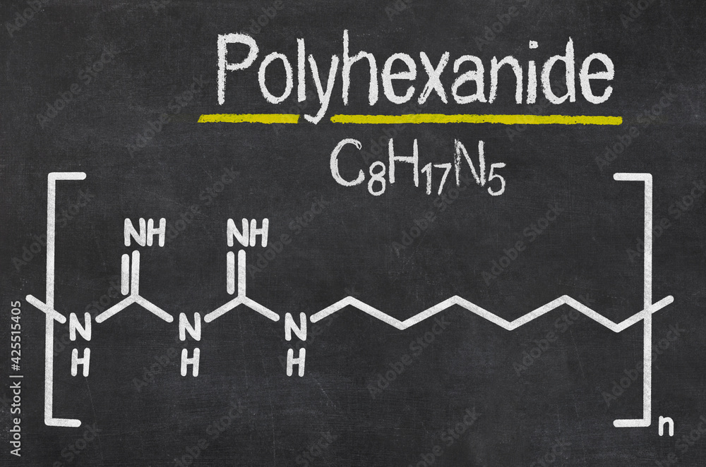 Blackboard with the chemical formula of Polyhexanide Blackboard with the chemical formula of Polyhexanide