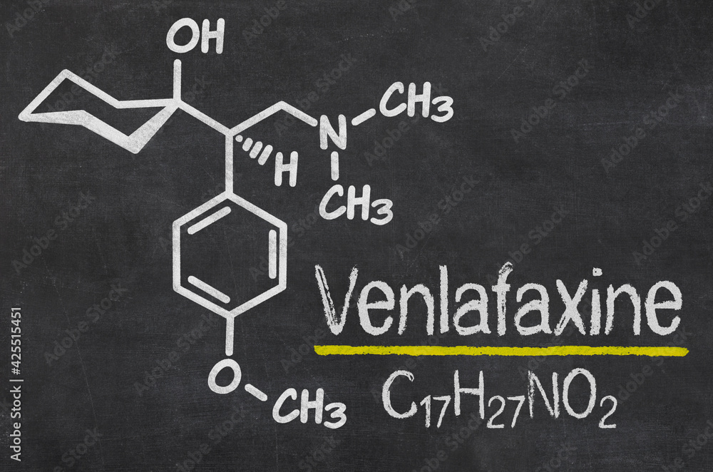 Blackboard with the chemical formula of Venlafaxine Blackboard with the chemical formula of Venlafaxine