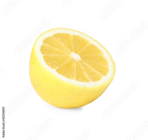 Fresh ripe lemon half isolated on white