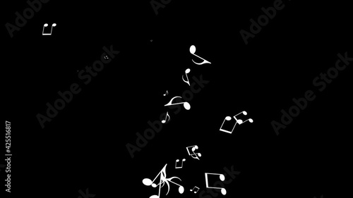Musical note streaming up in melody with composer. Musical Notes Flying. Animation 4k