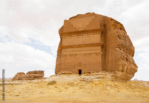 Tomb of Lihyan son of Kuza, known as Qasr AlFarid, the most iconic tomb in AlUla in the region of Mada’in Saleh, Saudi Arabia photo