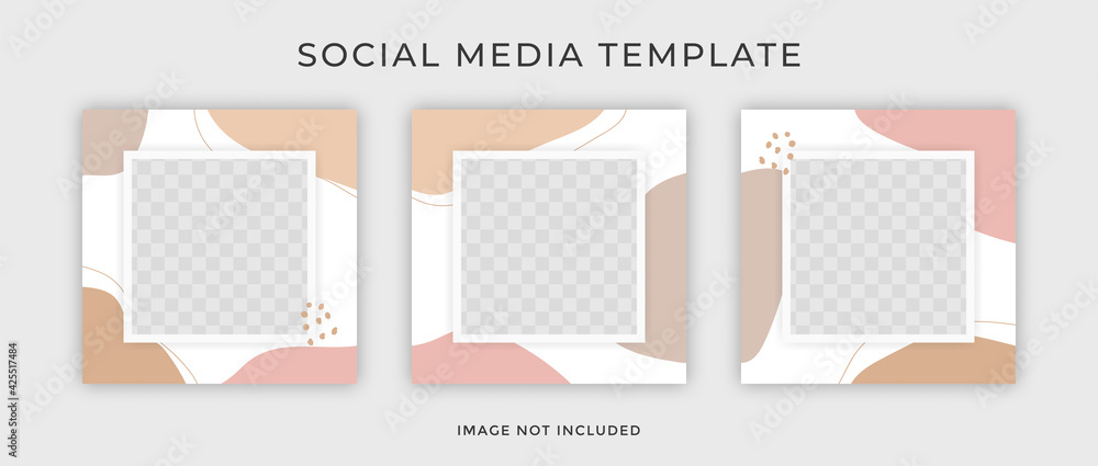 Social media post template with for promotion. Instagram post. Web banner square for ad. Colorful vector background with abstract shape.
