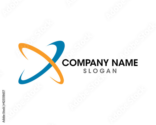 X letter swoosh curve logo template 1